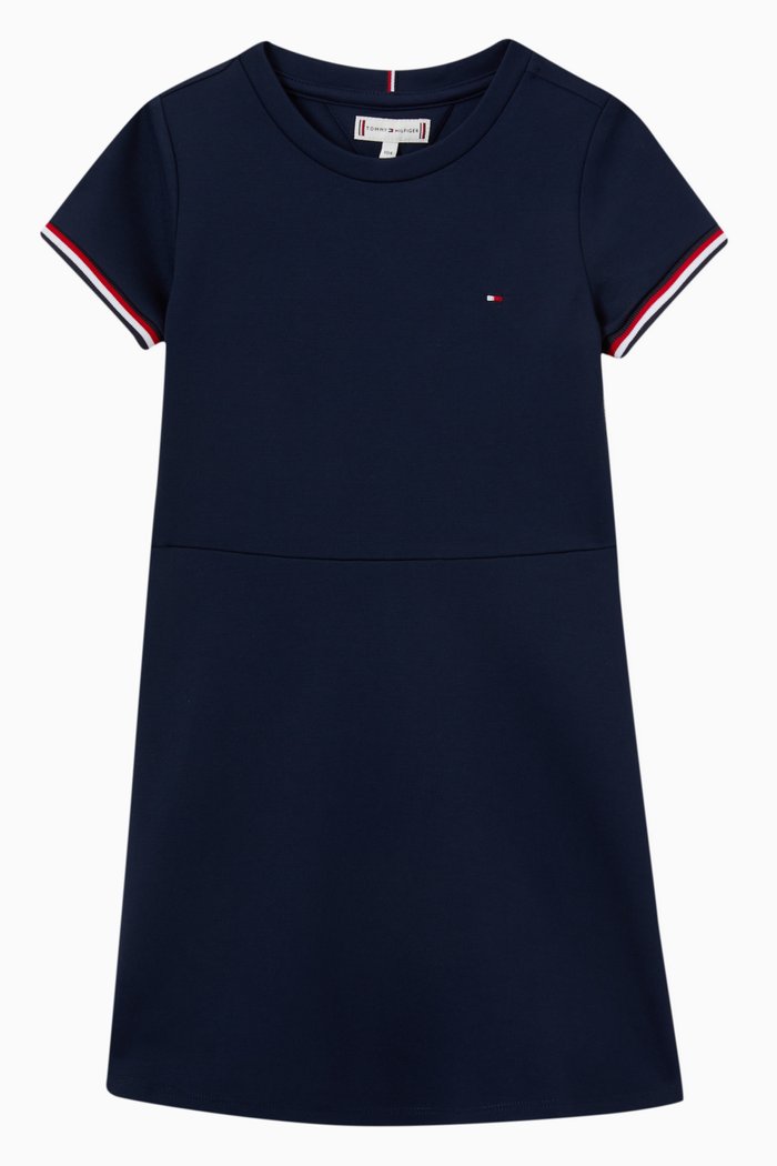 

Signature Cuffs Skater Dress in Stretch Viscose Blend, Blue