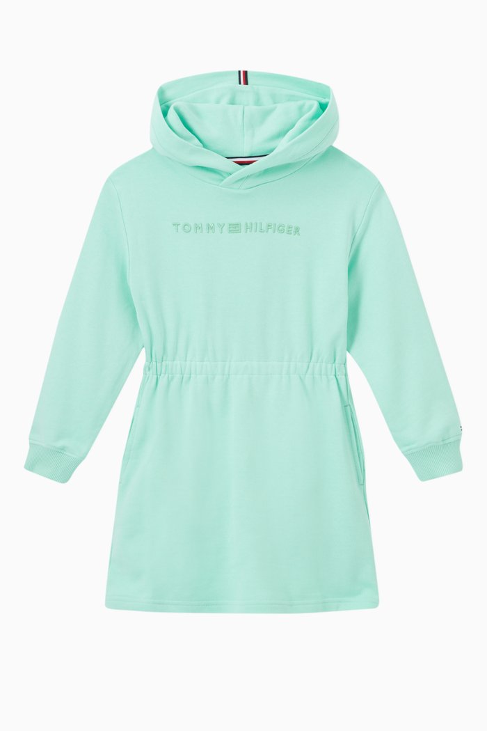 

Essential Hoodie Dress in Organic Cotton, Green