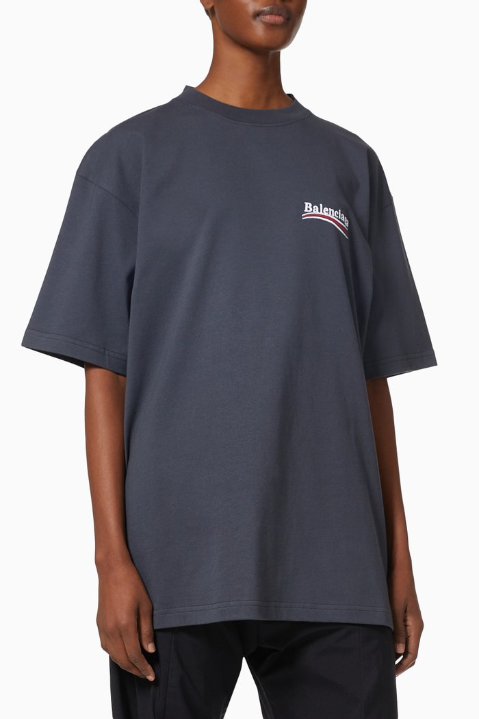 

Political Campaign Large Fit T-shirt in Organic Vintage Jersey, Grey