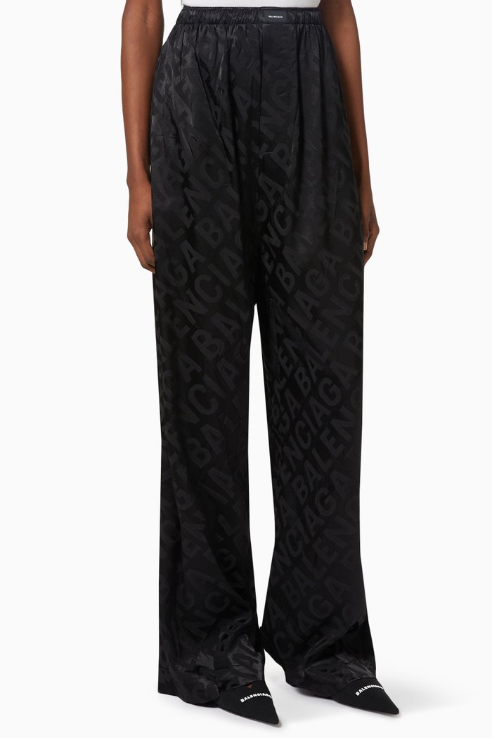 

Trousers in Fluid Logo Jacquard, Black