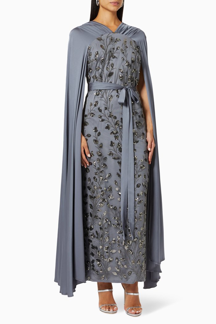 

Embellished Cape Dress, Green