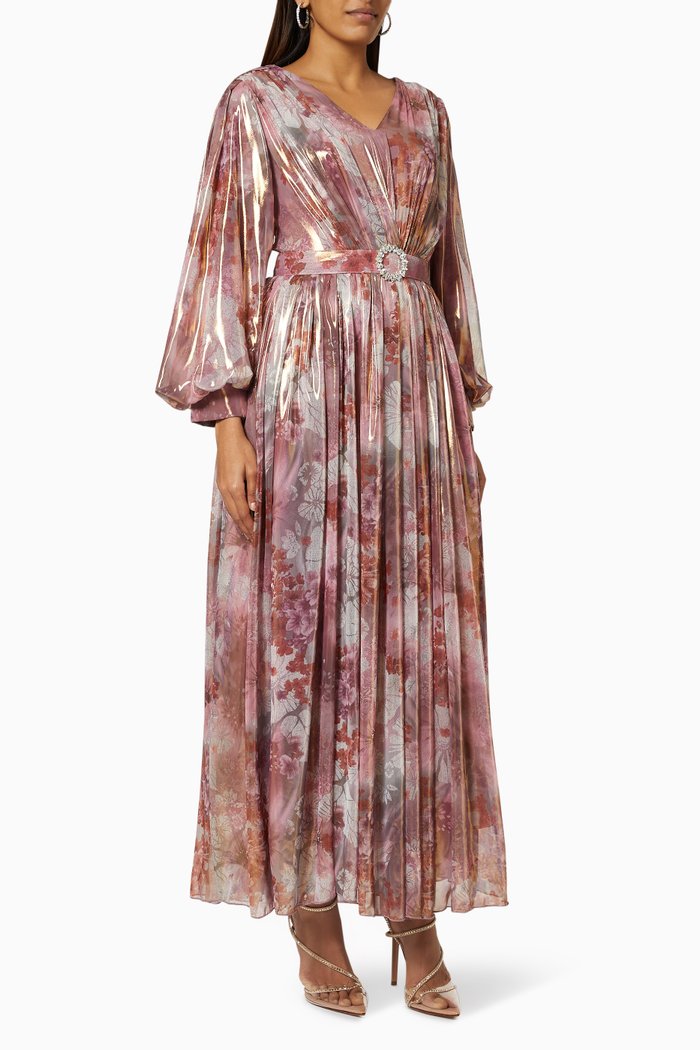 

Metallic Floral Dress, Pink
