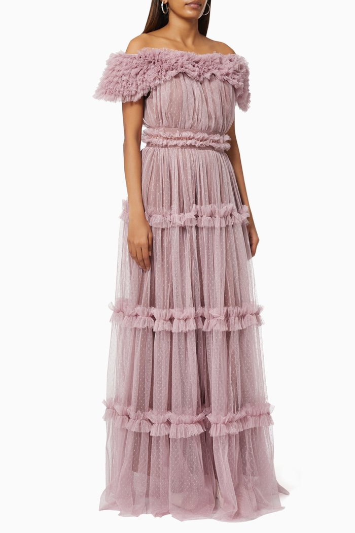 

Ruffle Tiered Dress in Tulle, Pink