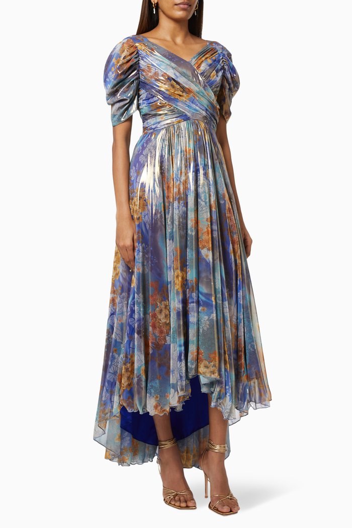 

Asymmetric Ruched Dress, Blue