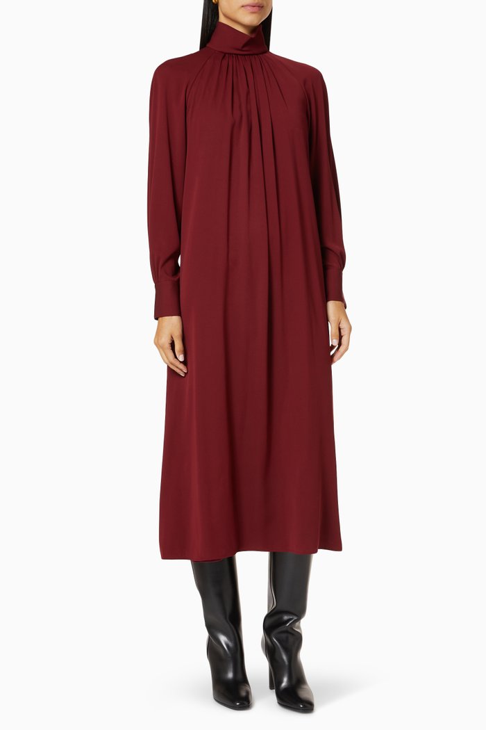 

Tally Midi Dress in Stretch Silk, Red