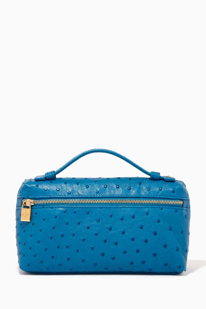 

L19 Pouch in Ostrich Leather, Blue