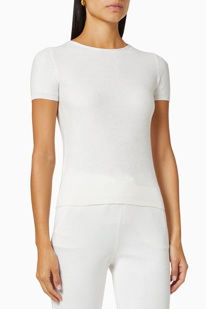 

Beausoleil Round-neck T-shirt in Cotton Silk, Neutral