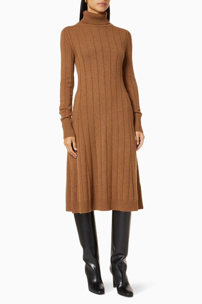 

Duca D'Aosta Turtleneck Dress in Cashmere, Brown