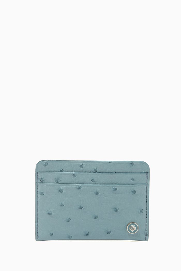 

Sesia Card Holder in Ostrich Skin, Blue