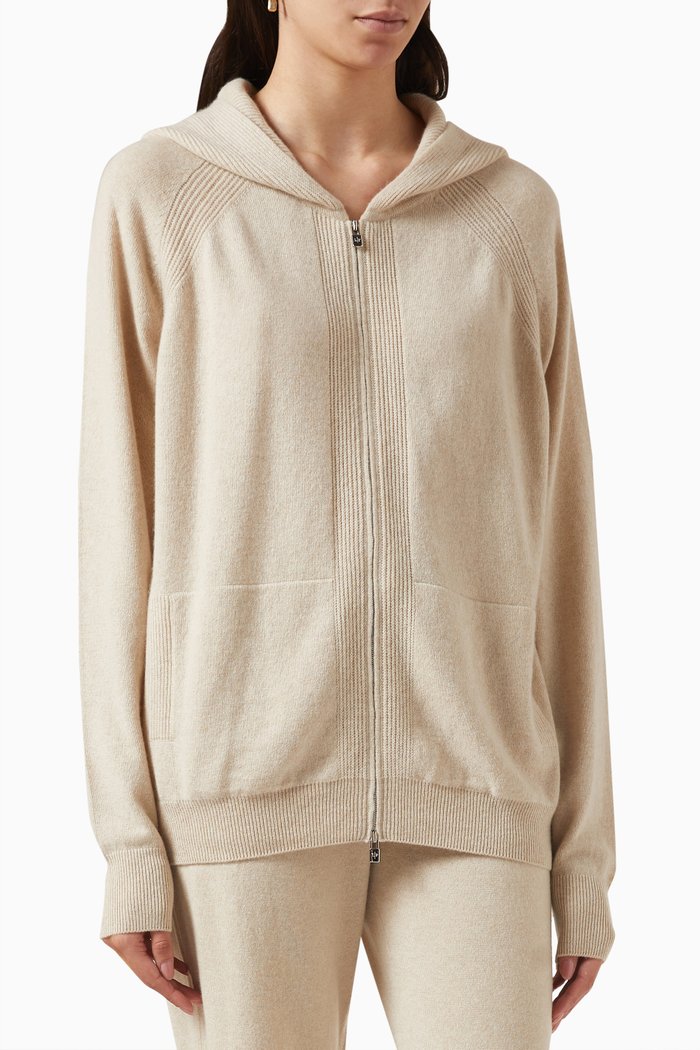 

Merano Hooded Bomber Jacket in Baby Cashmere, Grey