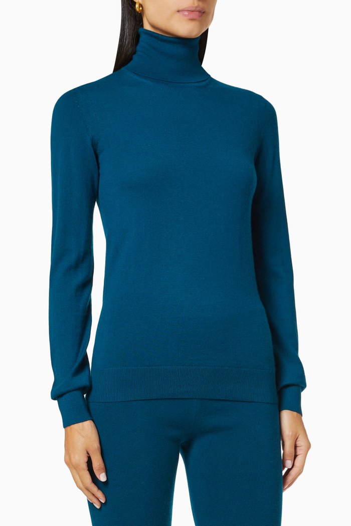 Piuma Turtleneck Sweater in Cashmere, Blue
