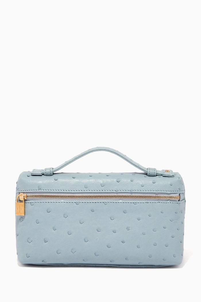 

L19 Pouch in Ostrich Leather, Blue