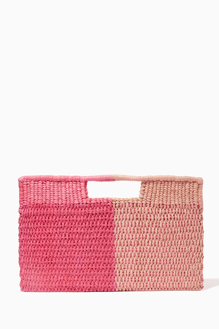 

Small Grenada Clutch in Toquilla Straw, Pink