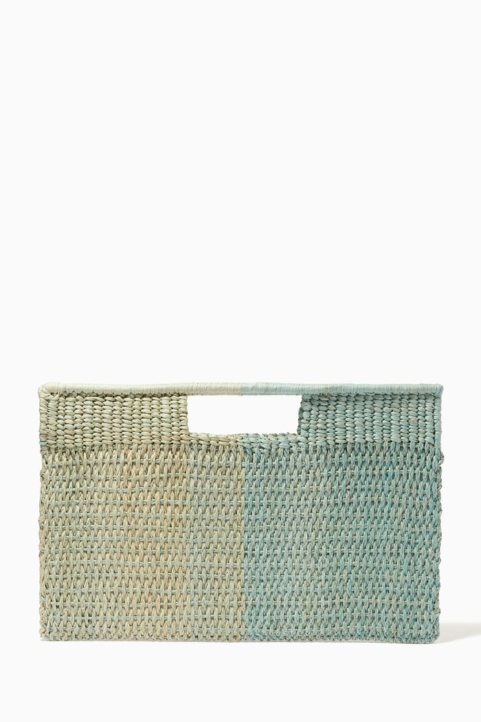 Small Grenada Clutch in Toquilla Straw, Blue
