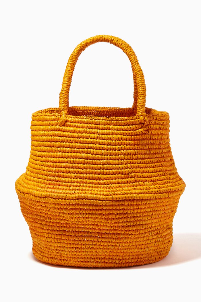 Small Bahia Basket Bag in Toquilla Straw, Orange