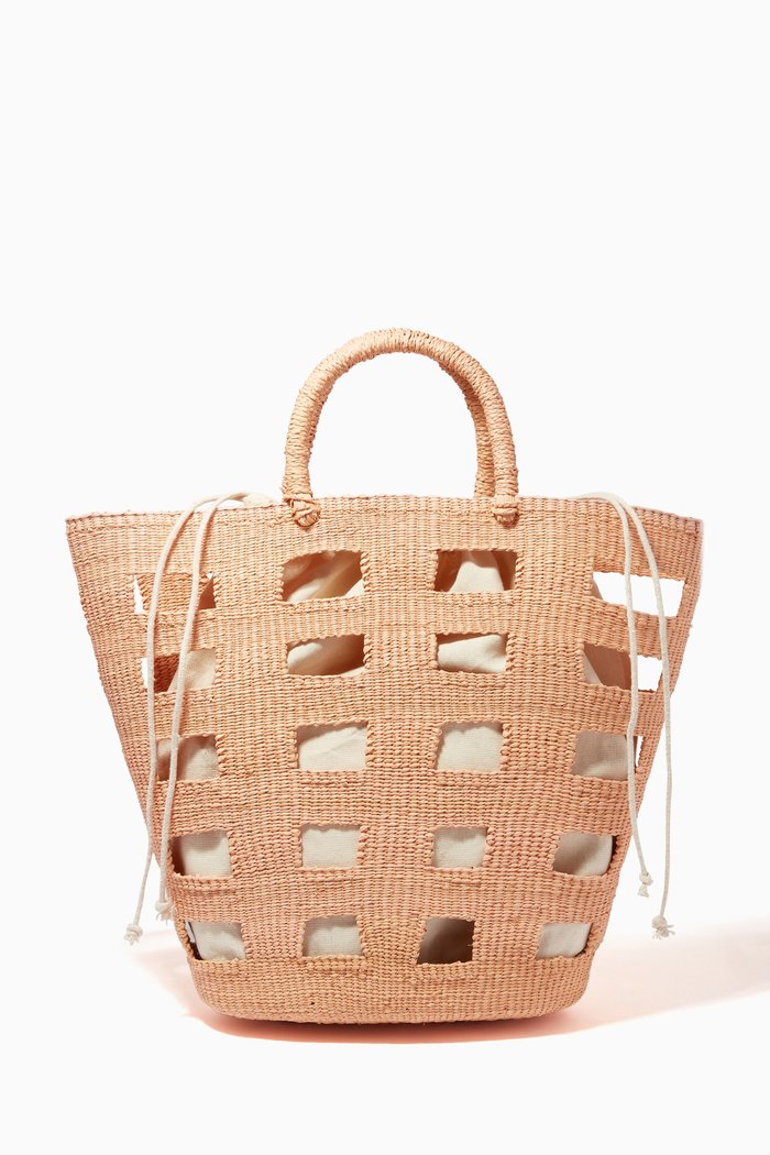 

Large Paros Tote Bag in Toquilla Straw, Pink