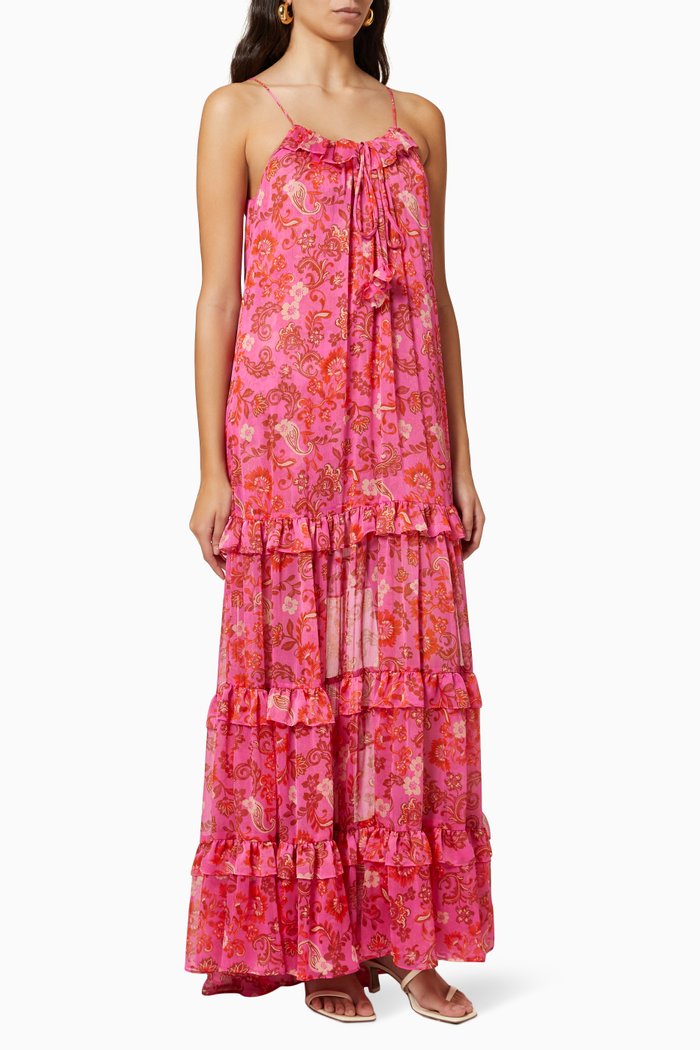 

Magdalena Floral Dress in Chiffon, Pink