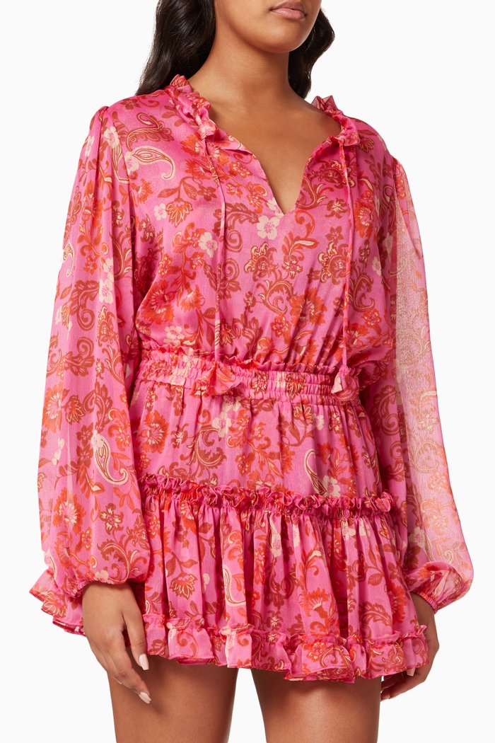 Lorena Dress in Chiffon, Pink