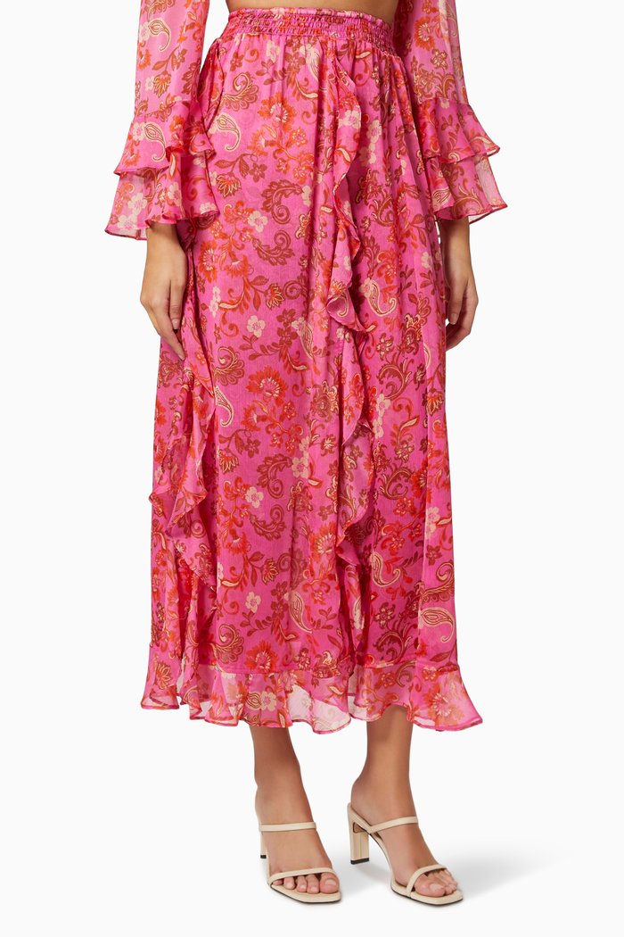 

Julieta Floral Skirt in Chiffon, Pink