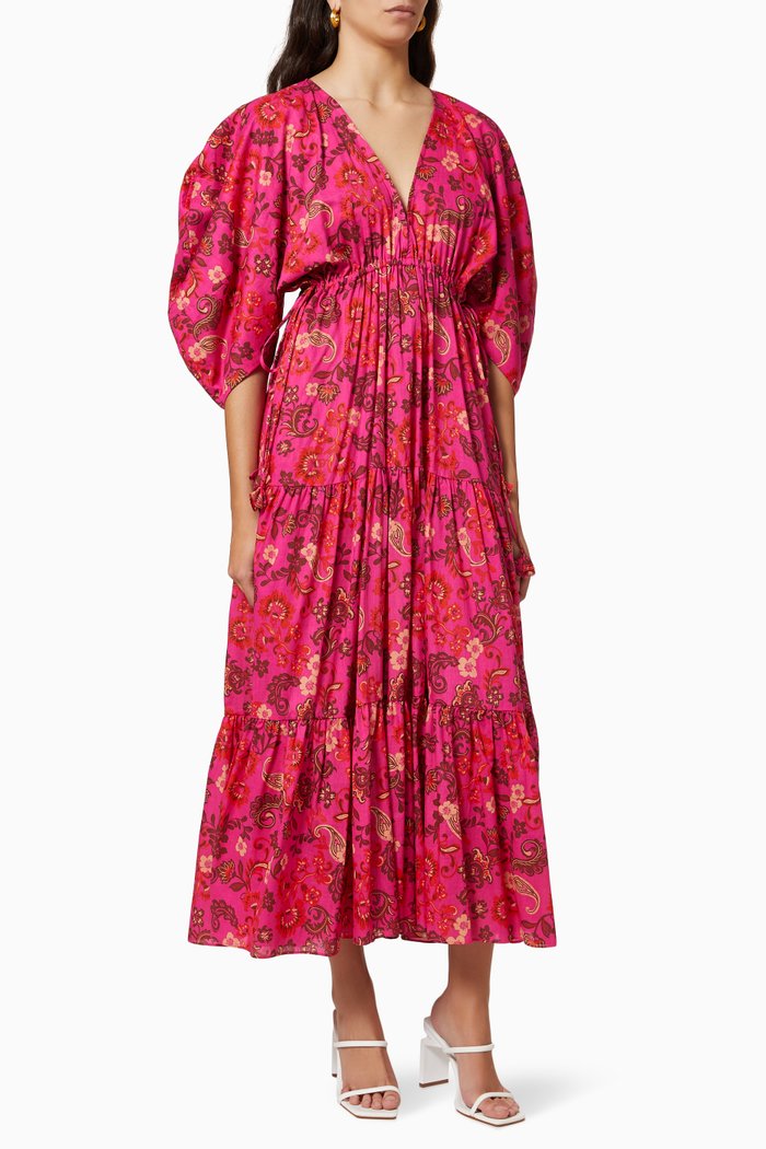 

Ysabel Floral Dress in Cotton, Pink