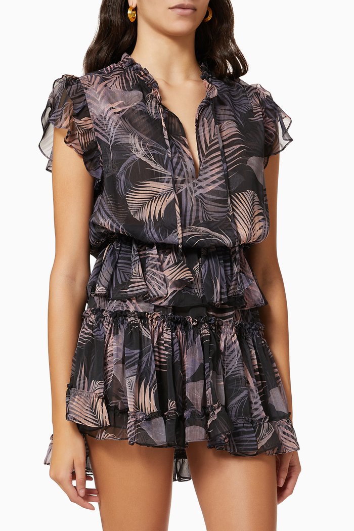 

Lilian Palm Dress in Chiffon, Black