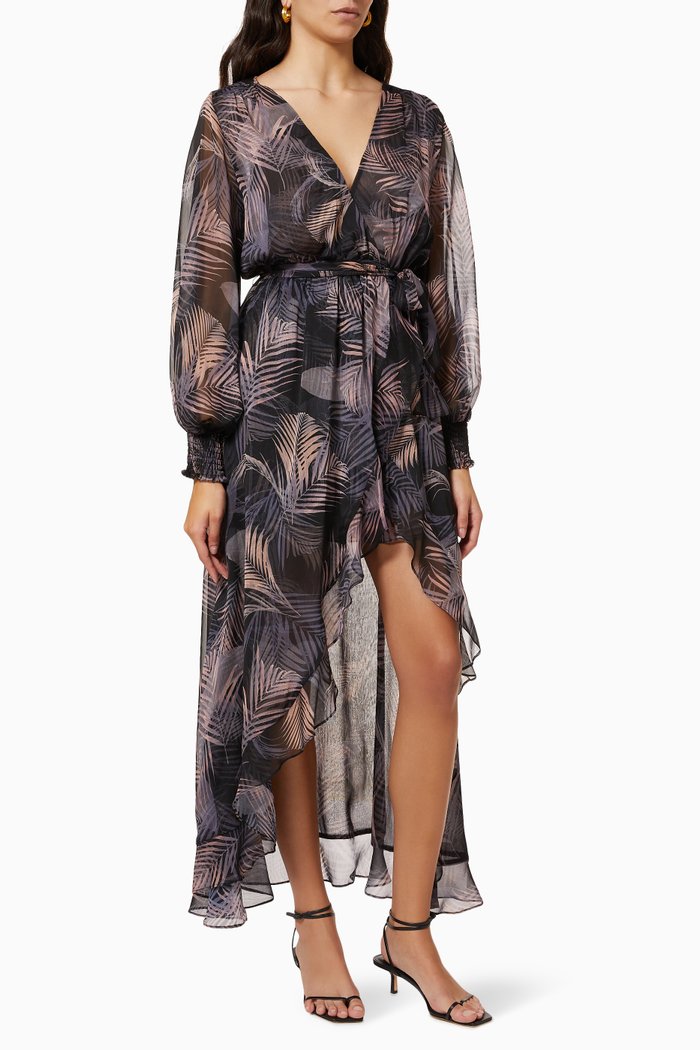 

Rocky Palm Dress in Chiffon, Black