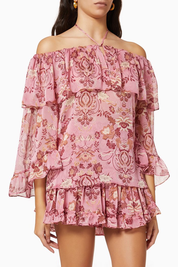 

Soraya Floral Top in Chiffon, Pink