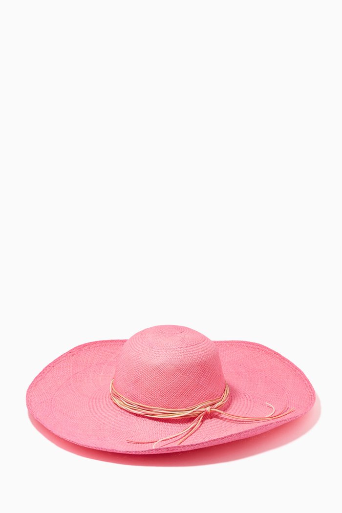 

Positano Sun Hat in Toquilla Straw, Pink