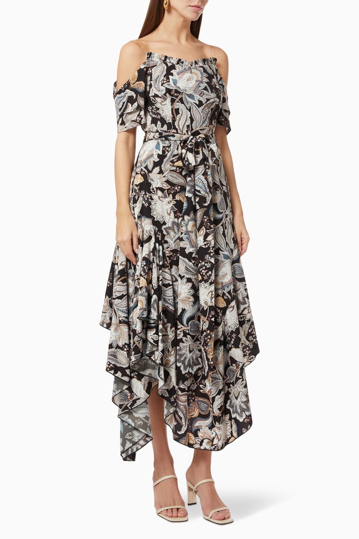 

Asymmetric Ruffle Dress, Black