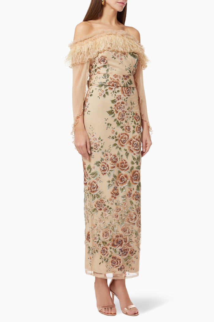 

Floral Print Cape Dress, Neutral