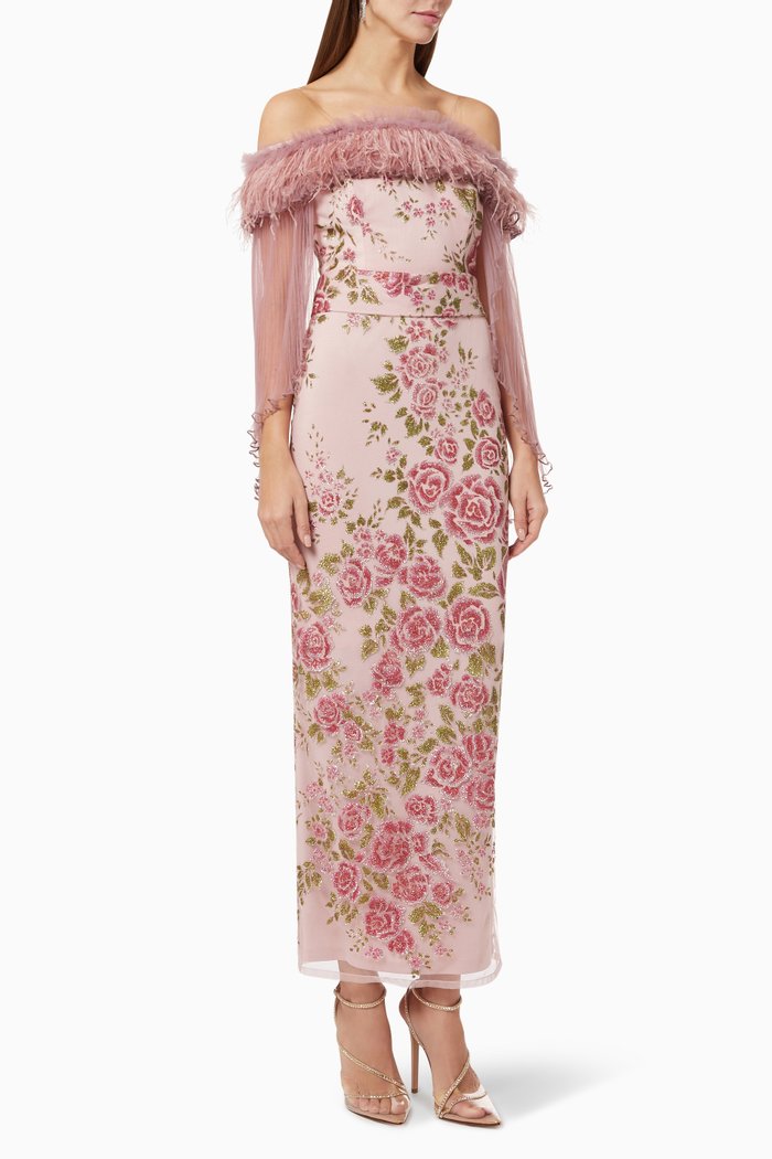

Floral Print Cape Dress, Pink