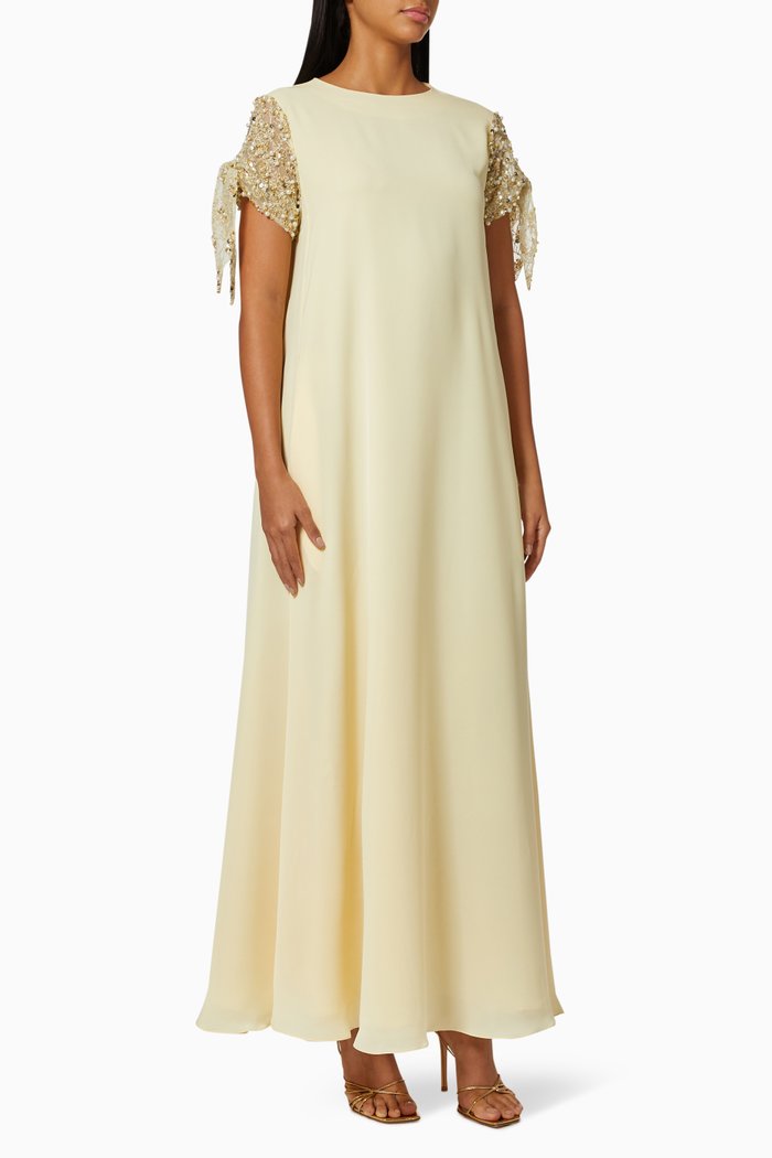 Bias Cut Dress in Crepe, Yellow