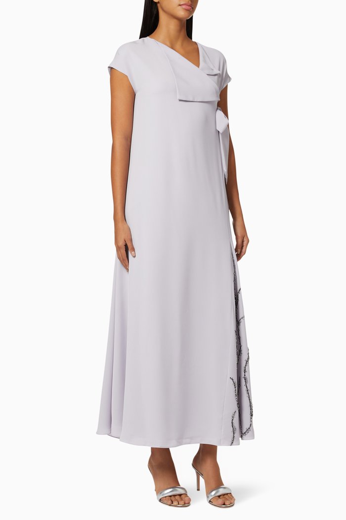 

Embellished Kaftan in Crepe, Purple
