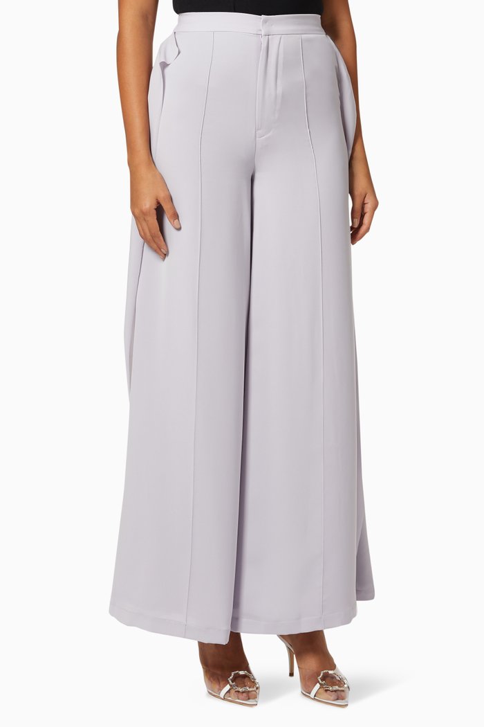 

Wide Leg Pants in Crepe, Purple