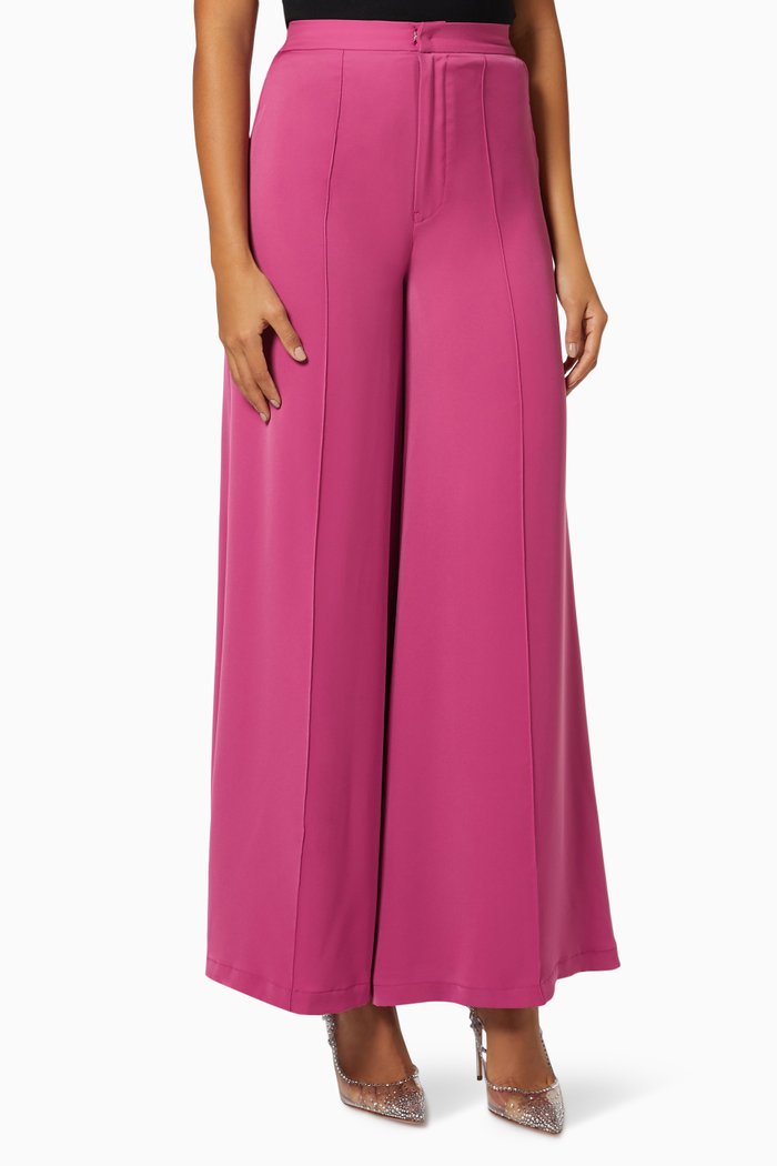 

Wide Leg Pants in Crepe, Pink