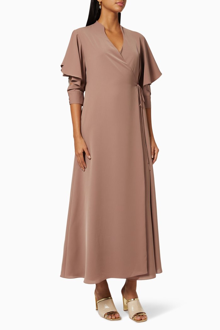 

Wrap Jacket in Crepe, Brown