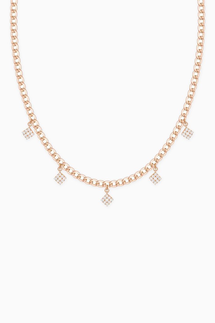 

Quwa Dangling Square Diamond Necklace in 18kt Rose Gold