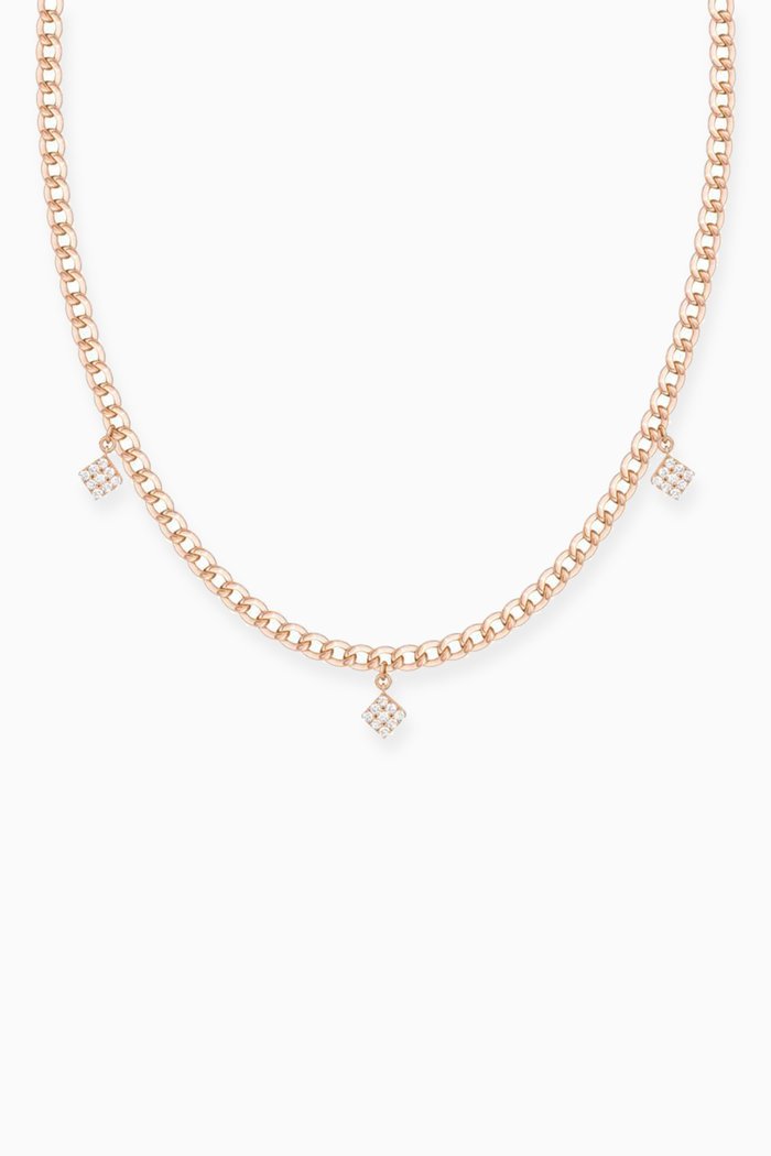

Quwa Dangling Square Diamond Necklace in 18kt Rose Gold