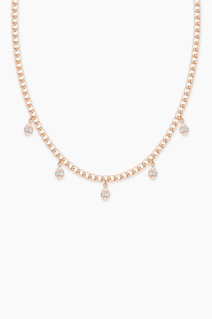 

Quwa Dangling Oval Diamond Necklace in 18kt Rose Gold