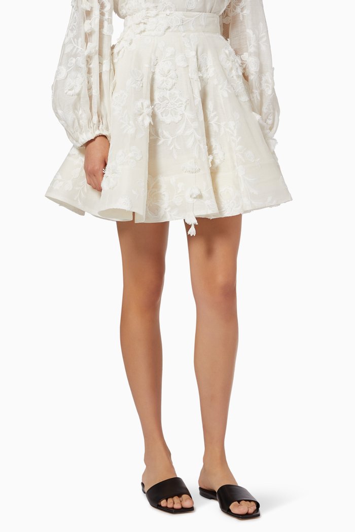 

Postcard Applique Skirt in Linen, Neutral