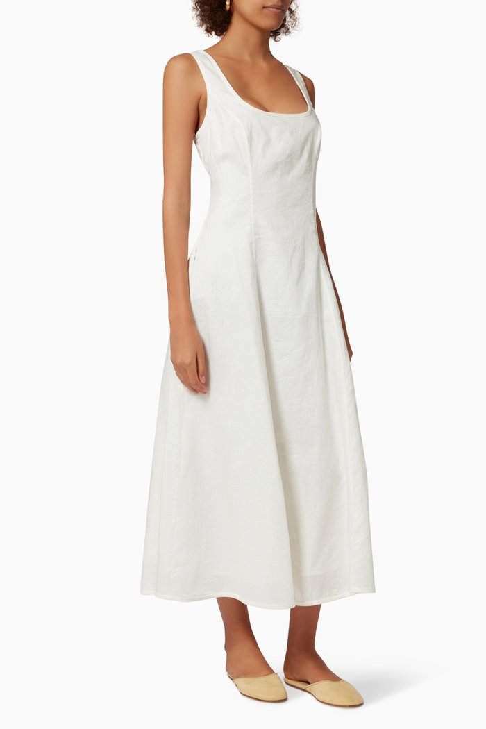 

Tropicana Cut Out Midi Dress in Linen, Neutral