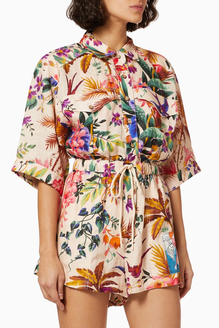 

Tropicana Utility Playsuit in Cotton, Multicolour
