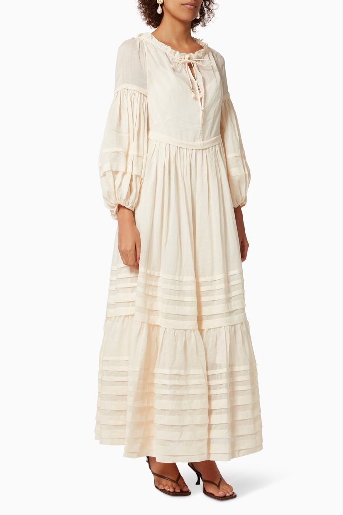 Moonshine Midi Dress in Linen, White