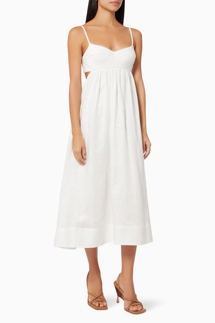 

Rosa Bralette Midi Dress in Linen, Neutral