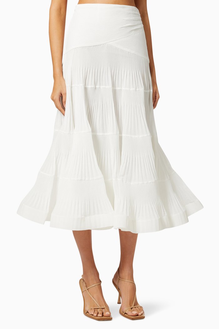 

Postcard Pleated Long Skirt, Neutral