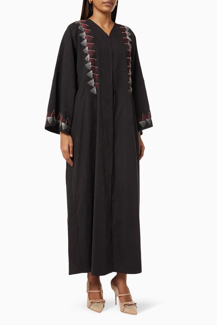 

Beaded Embroidered Abaya, Black