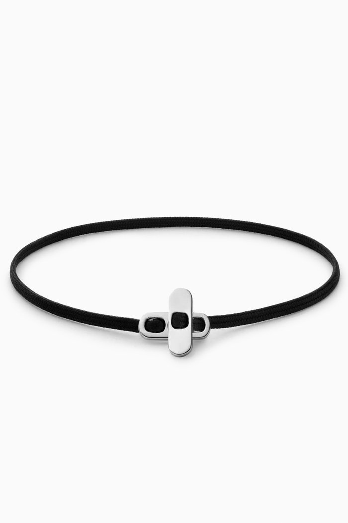 Metric Rope Bracelet in Sterling Silver, 2.5mm, Black