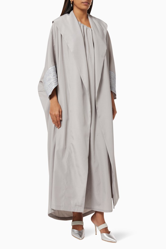 Bisht Abaya in Crepe, Grey
