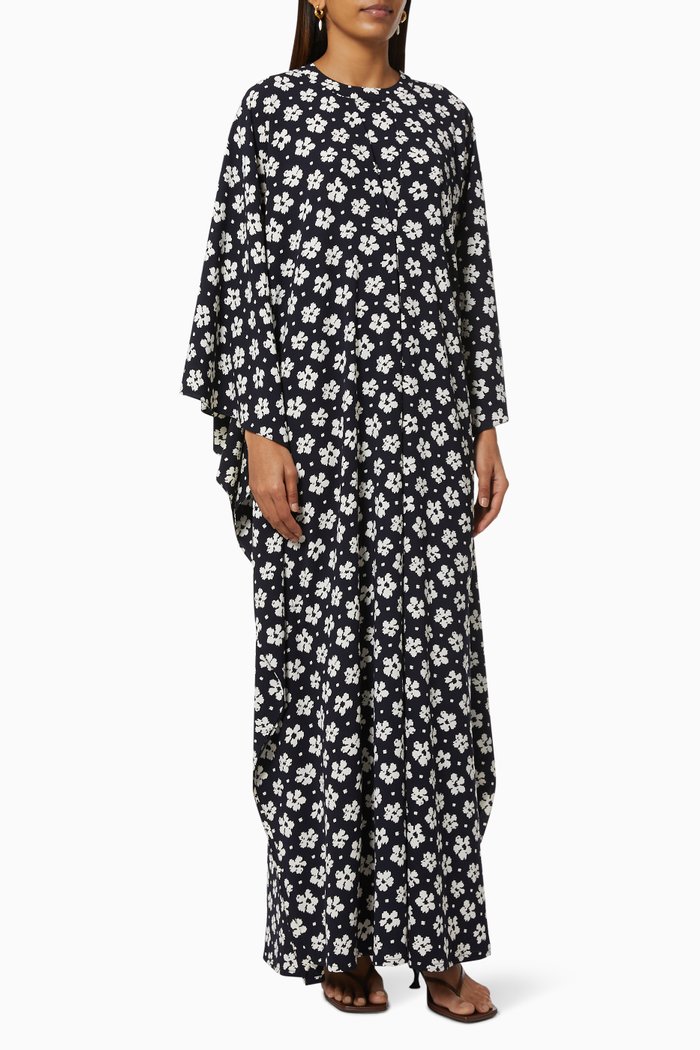 

Floral Kaftan in Viscose, Black