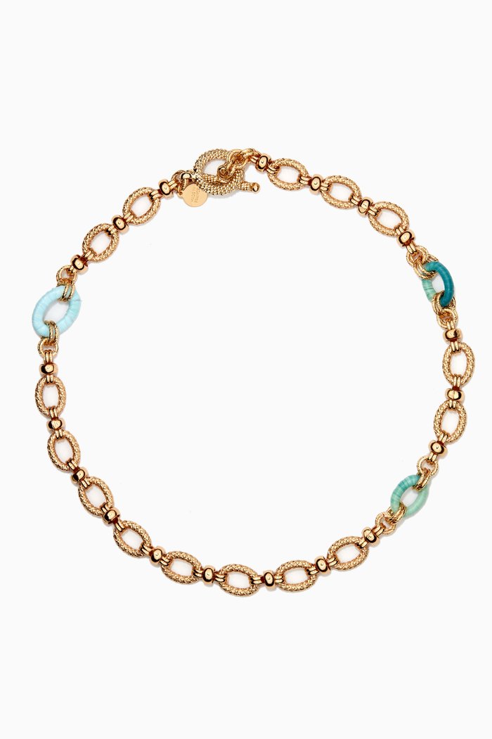 Escale Chain Necklace in 24kt Gold Plating, Blue